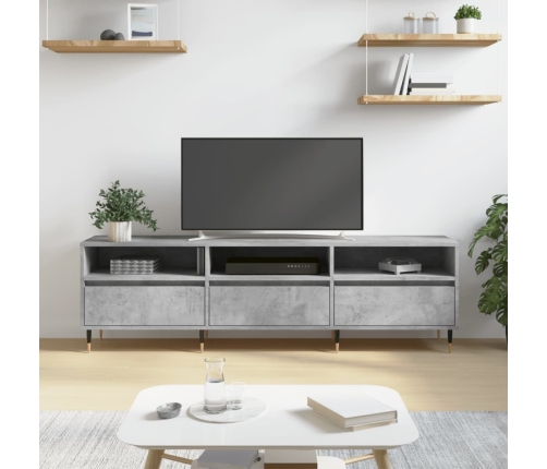 Mueble de TV madera contrachapada gris hormigón 150x30x44,5 cm