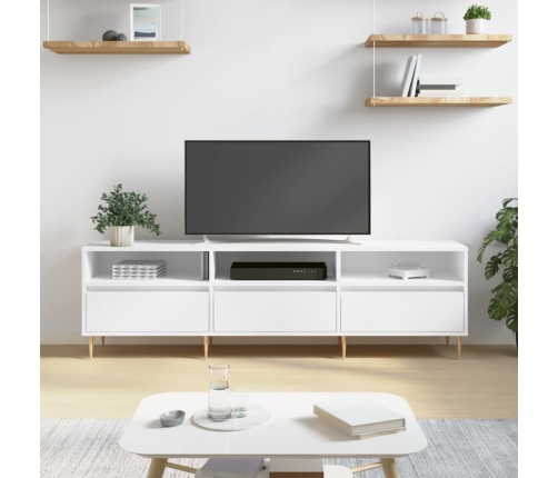 Mueble de TV madera contrachapada blanco 150x30x44,5 cm