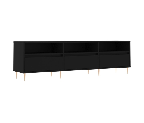 Mueble de TV madera contrachapada negro 150x30x44,5 cm