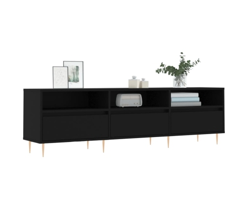 Mueble de TV madera contrachapada negro 150x30x44,5 cm