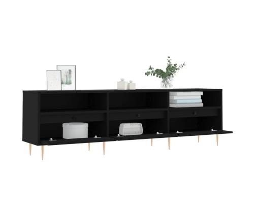 Mueble de TV madera contrachapada negro 150x30x44,5 cm