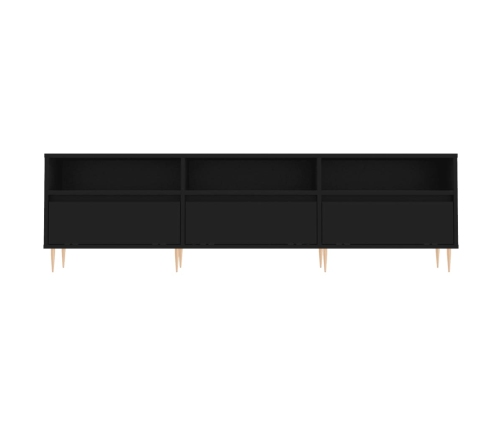 Mueble de TV madera contrachapada negro 150x30x44,5 cm