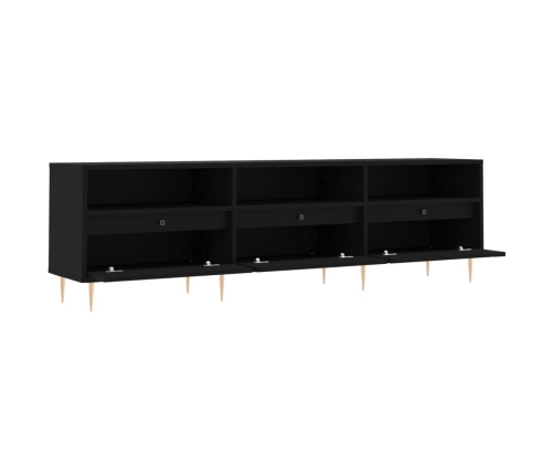 Mueble de TV madera contrachapada negro 150x30x44,5 cm