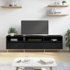 Mueble de TV madera contrachapada negro 150x30x44,5 cm