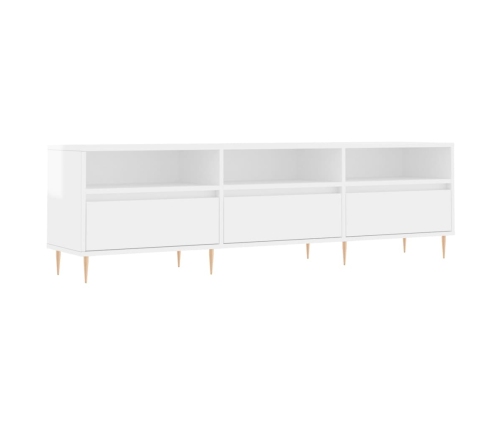 Mueble de TV madera contrachapada blanco brillo 150x30x44,5 cm