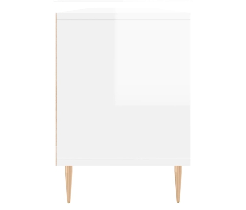 Mueble de TV madera contrachapada blanco brillo 150x30x44,5 cm