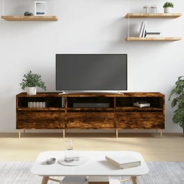 Mueble de TV madera contrachapada roble ahumado 150x30x44,5 cm