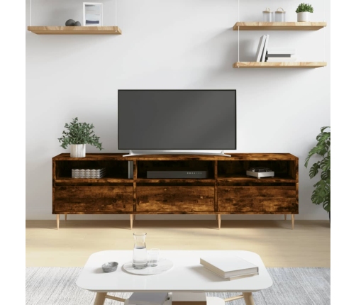 Mueble de TV madera contrachapada roble ahumado 150x30x44,5 cm