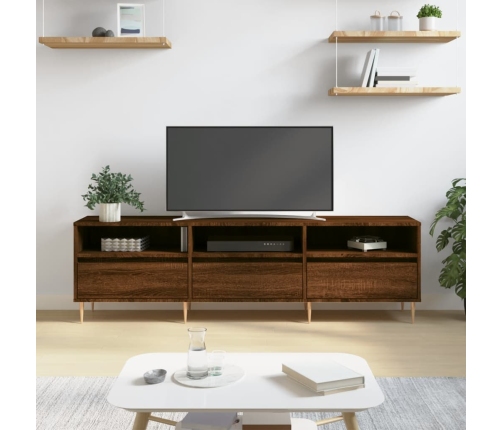 Mueble de TV madera contrachapada roble marrón 150x30x44,5 cm