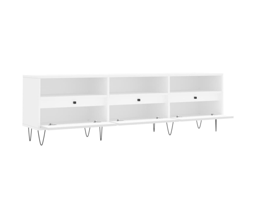 Mueble de TV madera contrachapada blanco 150x30x44,5 cm