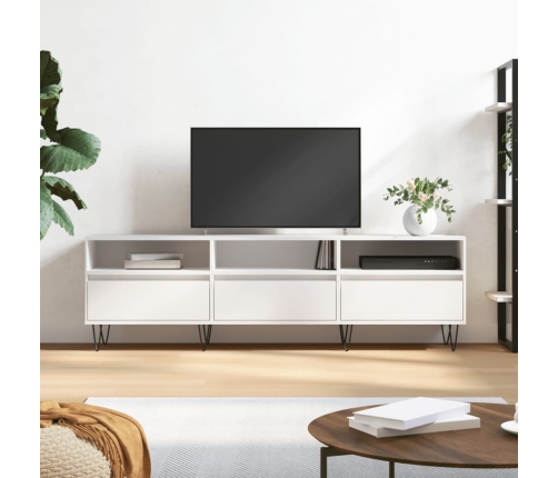 Mueble de TV madera contrachapada blanco 150x30x44,5 cm