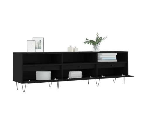 vidaXL Mueble de TV madera contrachapada negro 150x30x44,5 cm