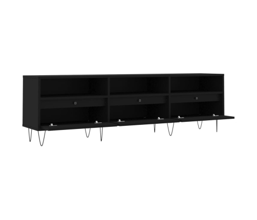 vidaXL Mueble de TV madera contrachapada negro 150x30x44,5 cm