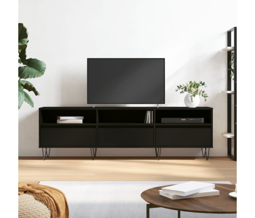 vidaXL Mueble de TV madera contrachapada negro 150x30x44,5 cm