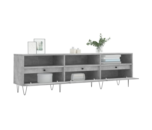 Mueble de TV madera contrachapada gris hormigón 150x30x44,5 cm