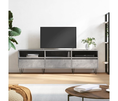 Mueble de TV madera contrachapada gris hormigón 150x30x44,5 cm