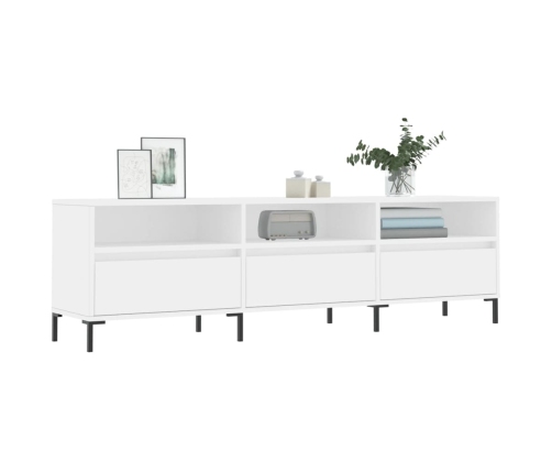 Mueble de TV madera contrachapada blanco 150x30x44,5 cm