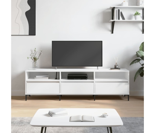 Mueble de TV madera contrachapada blanco 150x30x44,5 cm