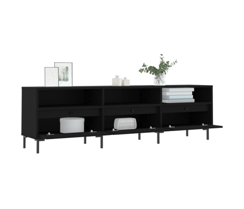 Mueble de TV madera contrachapada negro 150x30x44,5 cm