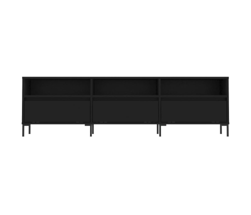 Mueble de TV madera contrachapada negro 150x30x44,5 cm