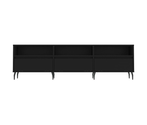 Mueble de TV madera contrachapada negro 150x30x44,5 cm