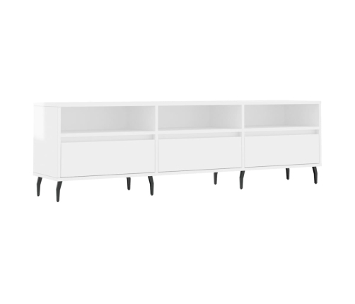 Mueble de TV madera contrachapada blanco brillo 150x30x44,5 cm