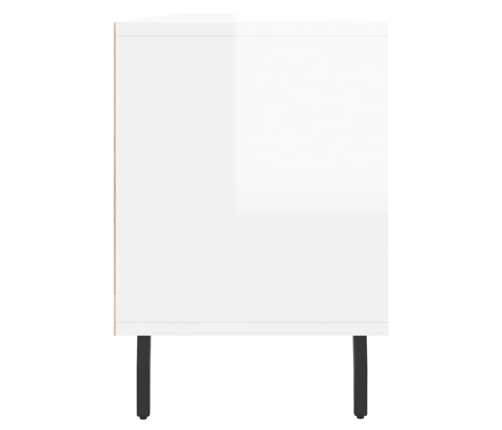 Mueble de TV madera contrachapada blanco brillo 150x30x44,5 cm