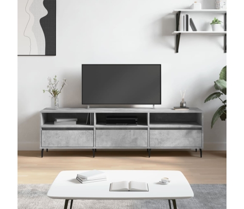 Mueble de TV madera contrachapada gris hormigón 150x30x44,5 cm