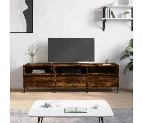 Mueble de TV madera contrachapada roble ahumado 150x30x44,5 cm