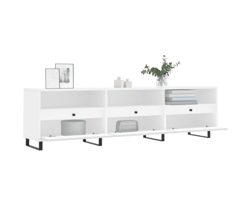 Mueble de TV madera contrachapada blanco 150x30x44,5 cm