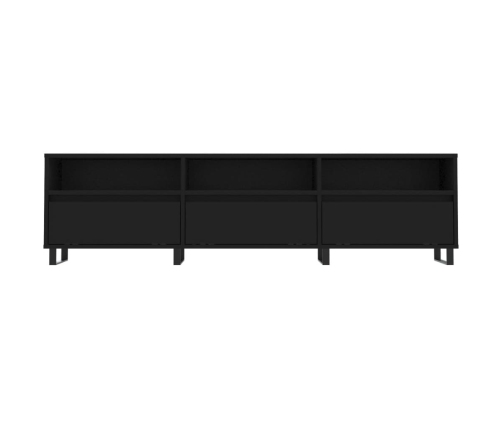 Mueble de TV madera contrachapada negro 150x30x44,5 cm