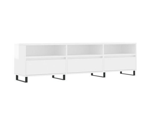 Mueble de TV madera contrachapada blanco brillo 150x30x44,5 cm