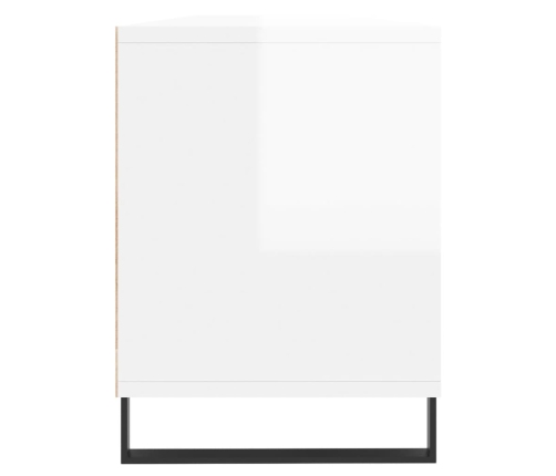 Mueble de TV madera contrachapada blanco brillo 150x30x44,5 cm