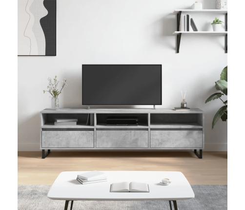 Mueble de TV madera contrachapada gris hormigón 150x30x44,5 cm