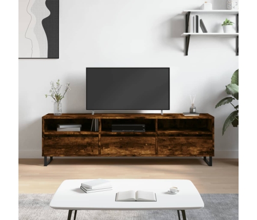 Mueble de TV madera contrachapada roble ahumado 150x30x44,5 cm