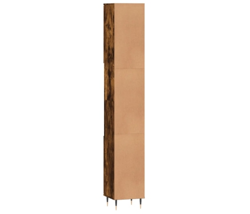 Armario de baño madera contrachapada roble ahumado 30x30x190 cm
