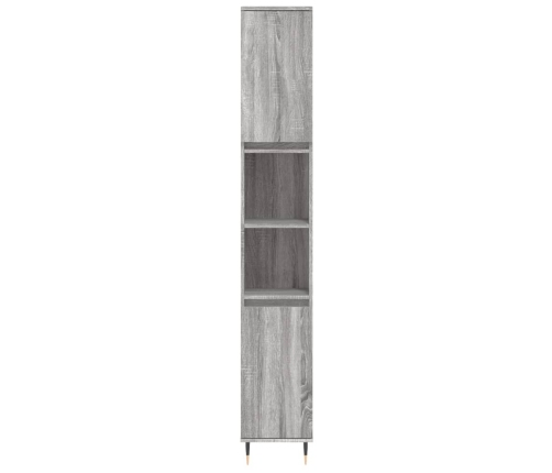 Armario de baño madera contrachapada gris Sonoma 30x30x190 cm