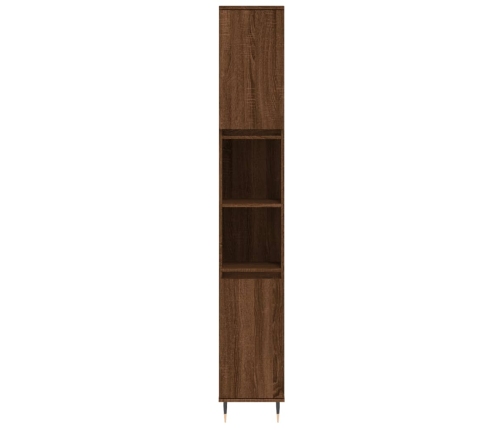 Armario de baño madera contrachapada roble marrón 30x30x190 cm