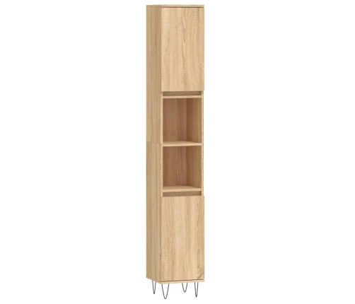 Armario de baño madera contrachapada roble Sonoma 30x30x190 cm