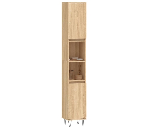 Armario de baño madera contrachapada roble Sonoma 30x30x190 cm