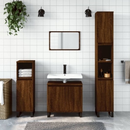 Armario de baño madera contrachapada roble marrón 30x30x190 cm