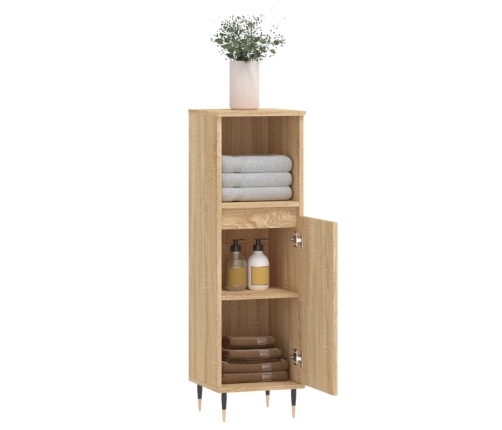 Armario de baño madera contrachapada roble Sonoma 30x30x100 cm