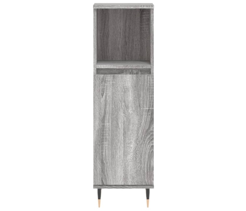 Armario de baño madera contrachapada gris Sonoma 30x30x100 cm