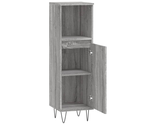 Armario de baño madera contrachapada gris Sonoma 30x30x100 cm