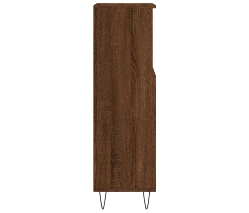 Armario de baño madera contrachapada marrón roble 30x30x100 cm