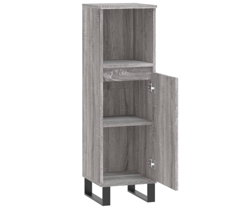 Armario de baño madera contrachapada gris Sonoma 30x30x100 cm