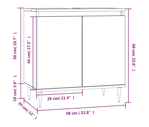 Armario de baño madera de ingeniería blanco 58x33x60 cm