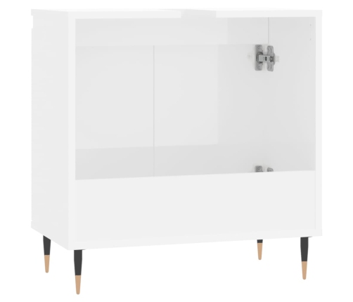 Armario de baño madera de ingeniería blanco brillo 58x33x60 cm