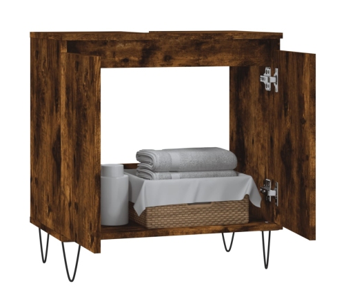 Armario de baño madera de ingeniería roble ahumado 58x33x60 cm