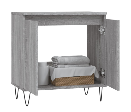 Armario de baño madera de ingeniería gris Sonoma 58x33x60 cm